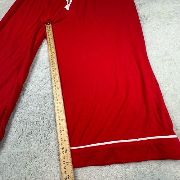 J. Crew Women's Pajama Set Long Sleeve Top Crop Wide Leg Pants Red Lyocell 2X - Picture 9 of 13